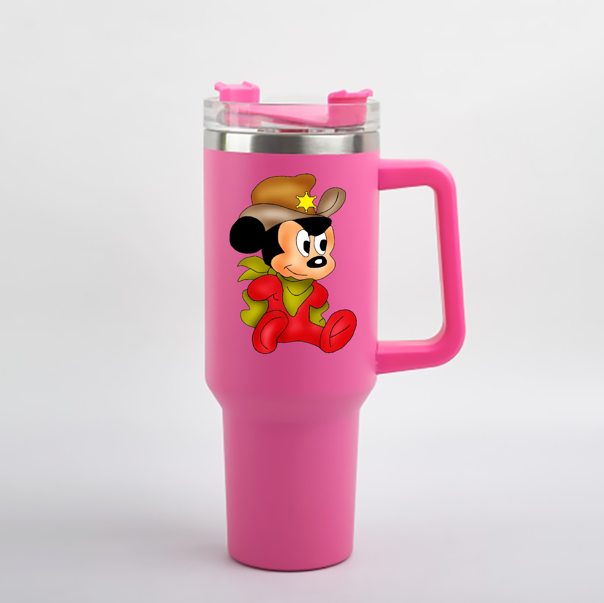 （画像用） ミッキーマウス Mickey Mouse 1200mL車用タンブラー - クリスタルステッカー（プラスチックストロー付き）